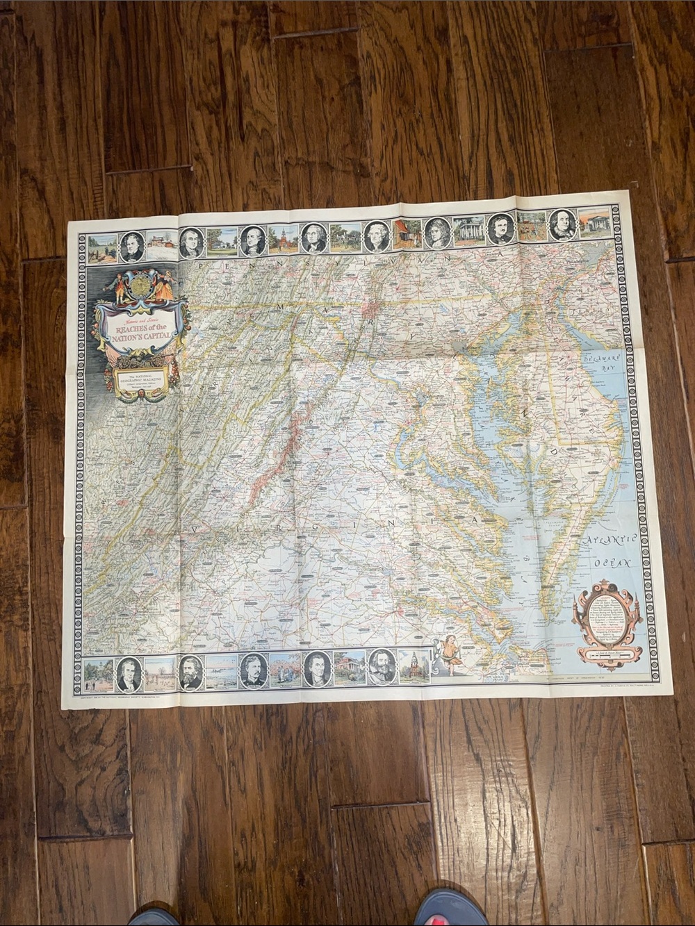 Vintage 1938 National Geographic Multicolor Historic US Regional Map